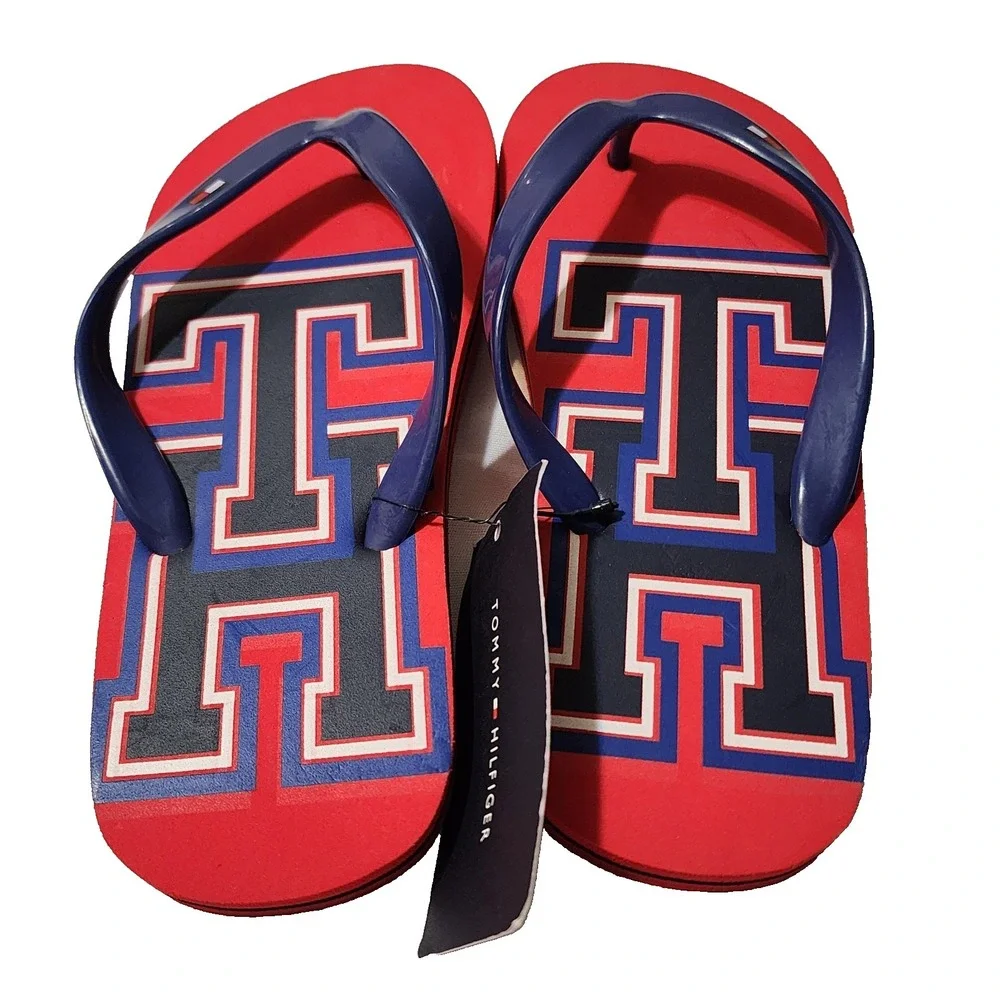Tommy Hilfiger Boys Flip‎ Flop Rubber Sandals Size L (1-2)